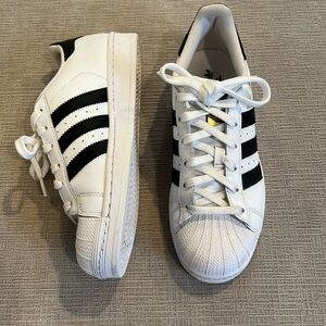 Womens Adidas Superstar Shoe - White / Black, Size 7.5